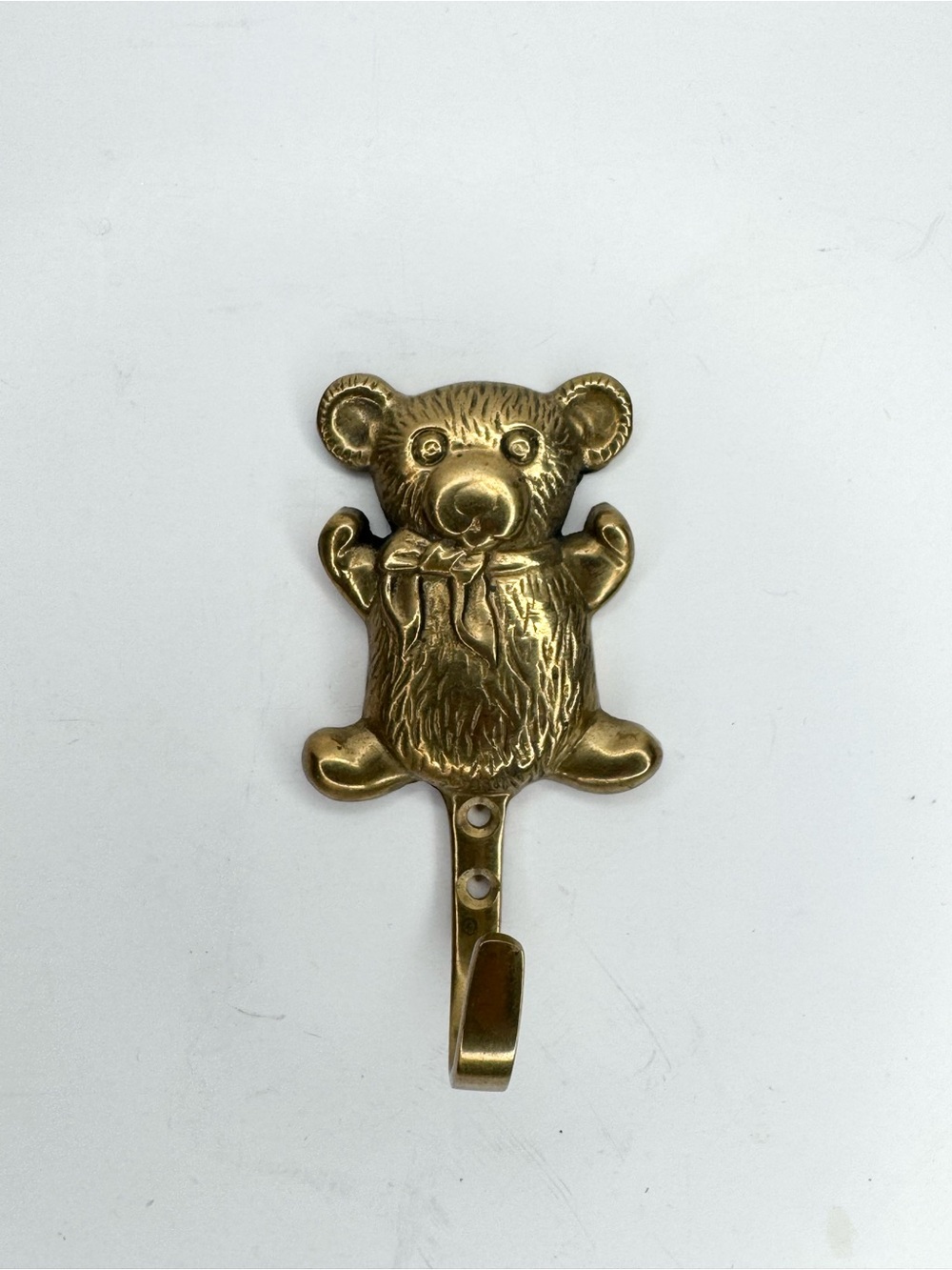 Teddy Bear Brass Hook Hanger Cottagecore Child Animals Girlhood Bow Woodland